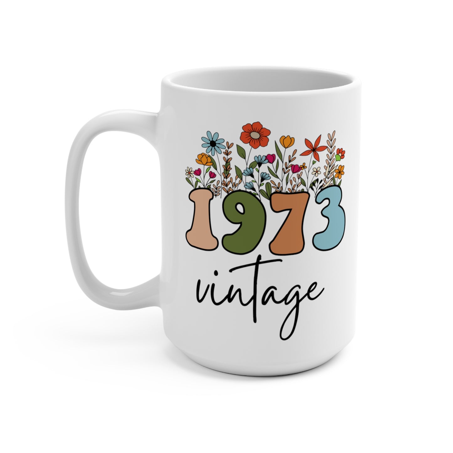 50th Birthday Wildflower Mug - 15oz White Mug